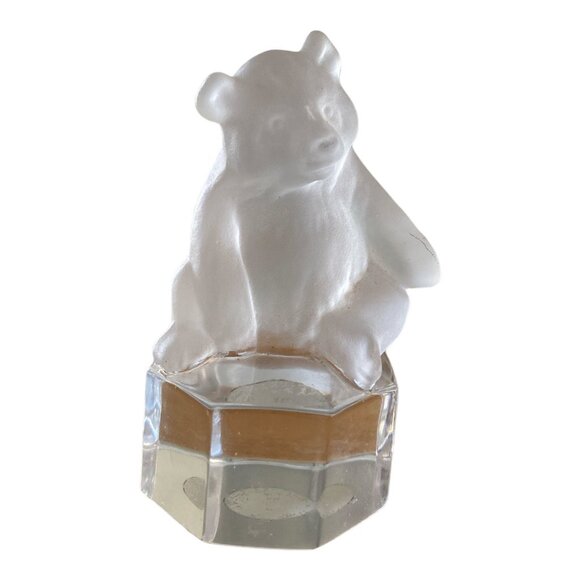 Goebel Bear Frosted Lead Crystal On Clear Faceted Base Vintage 3.75” Tall - Picture 1 of 4